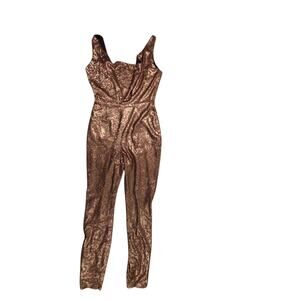 House Of CB Tabitha Brown Sequin Jumpsuit Small Bronze Cocktail Formal Bodycon